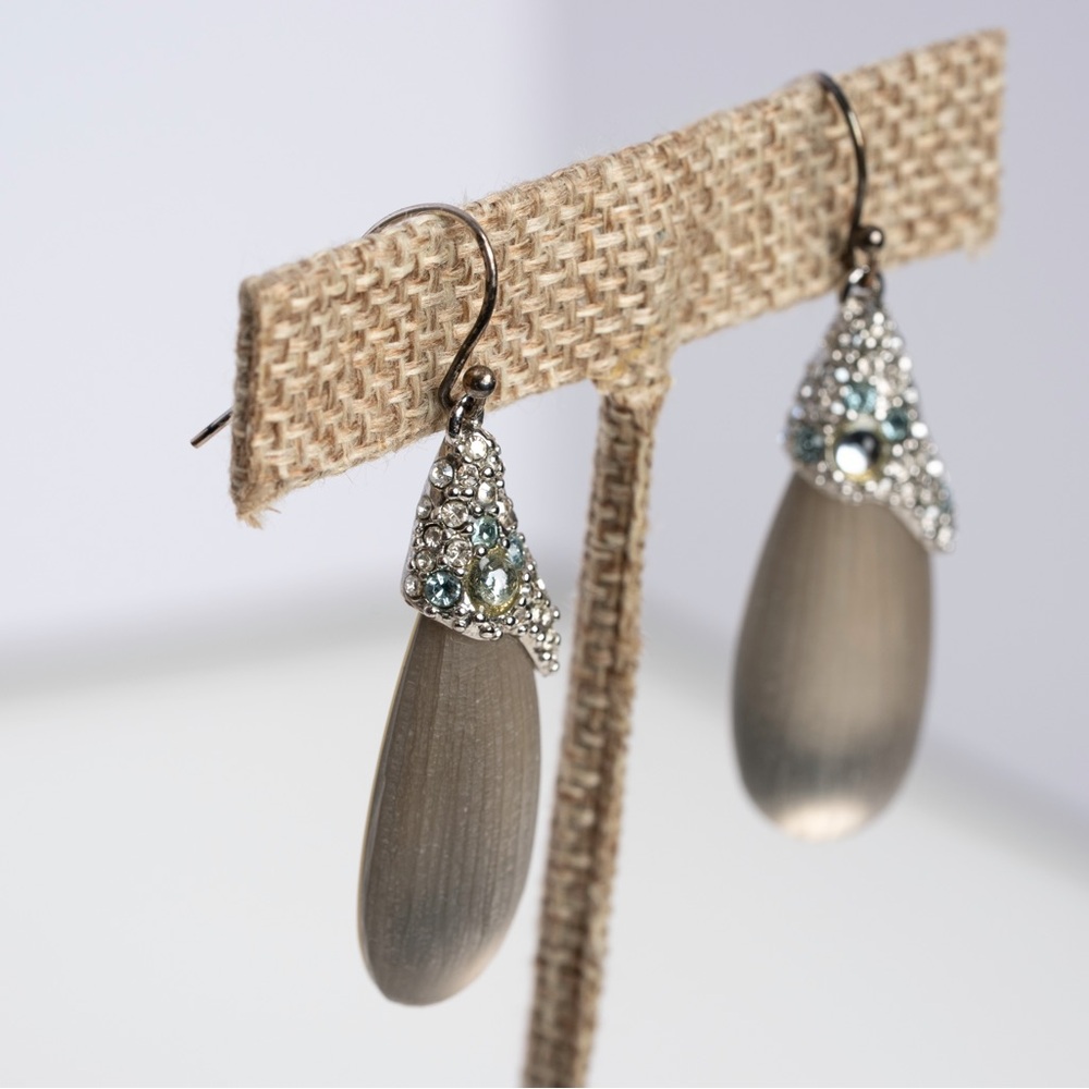 Alexis Bittar Champagne Lucite teardrop earrings with crystal accents #26 - Picture 5 of 5